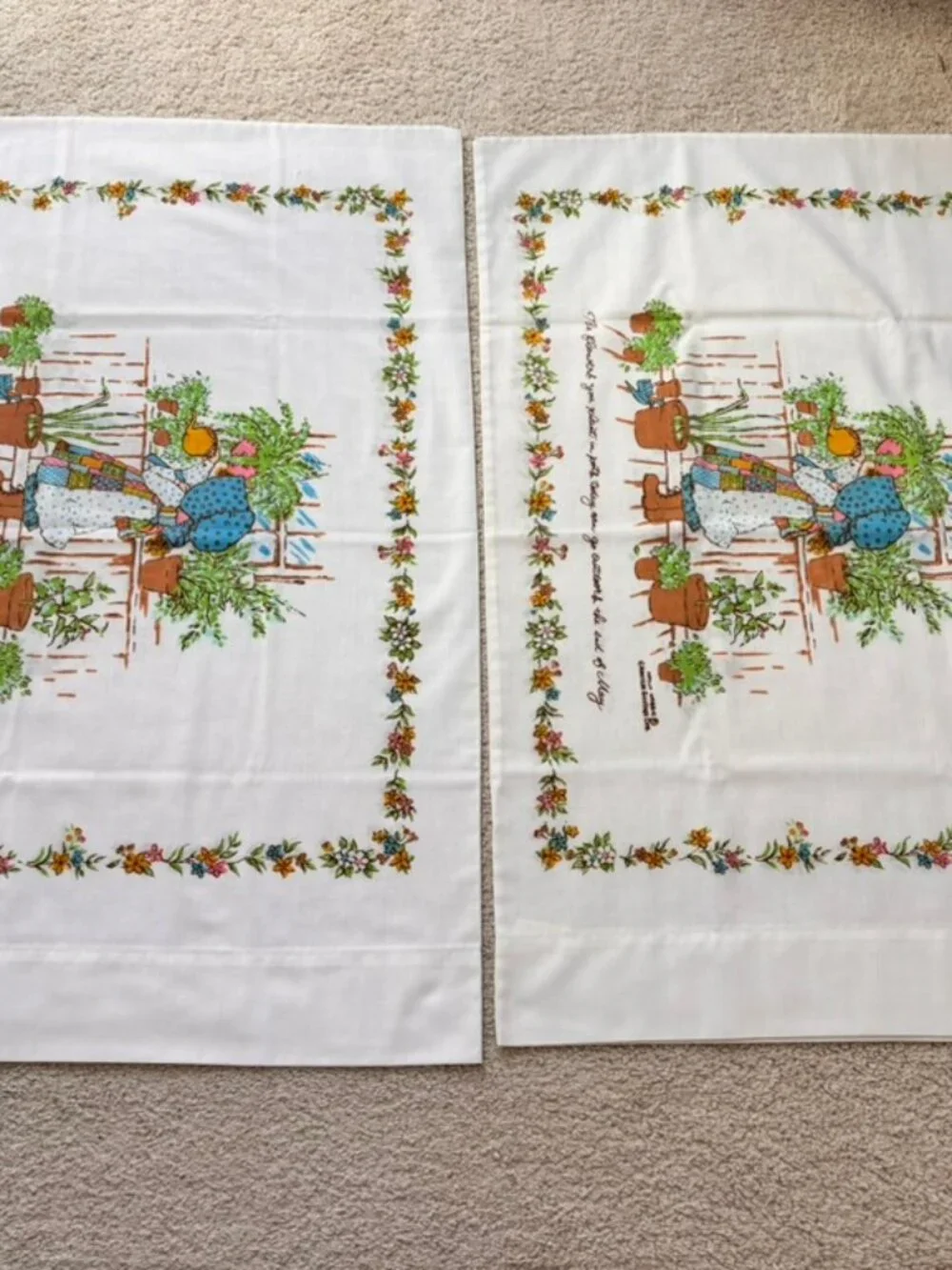 Set of Vintage 70's American Greetings Holly Hobbie pillowcases